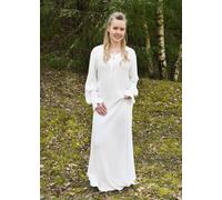 Battle-Merchant Camisón Medieval Ligero con Efecto Crinkle Blanco