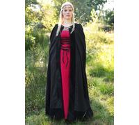 Battle-Merchant Capa Medieval Con Ribete De Terciopelo, Negro
