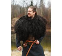 Battle-Merchant Chaleco De Piel, Capa De Piel Berserker Negra
