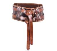 Battle-Merchant Cinturón doble de cuero Arnulf, marrón, L-XL | Aprox. 13,5 cm de ancho, cinturón de cuero, medieval, vikingo, LARP, recreación, cosplay de fantasía