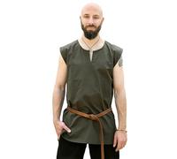 Battle-Merchant Clement - Camisa medieval sin mangas para hombre - Vikingo pirata medieval LARP, verde oliva, M