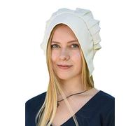 Battle-Merchant Cofia Medieval para Mujer - con Pliegues - Natural