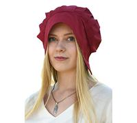 Battle-Merchant Cofia Medieval para Mujer - con Pliegues - Rojo