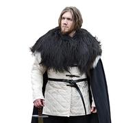 Battle-Merchant Cómodo pelo medieval vikingo de piel de cordero auténtica natural, para hombre y mujer, color negro, Negro , L/XL