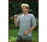 Battle Merchant COTA de Malla, Manga Corta, 9mm ID, galvanizado, Talla L Edad Media Vikingo Larp