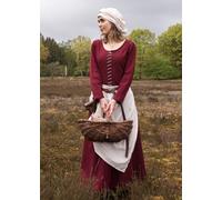 Battle-Merchant Cotehardie Ava, Vestido Medieval, vino tinto, Vikinga para Mujer
