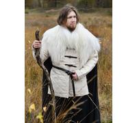 Battle-Merchant Disfraz Medieval Unisex Capa Con Pelaje Hombro Blanco