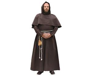 Battle-Merchant - Hábito de monje con capucha y cordel - Disfraz medieval - Ideal para LARP - Negro o marrón
