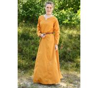 Battle-Merchant Ligero Atuendo Medieval Milla , Viking Dress, Amarillo Mostaza