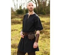 Battle-Merchant Mittelalter-Tunika Jasper, Manga Corta, Negro Edad Media Vikingo