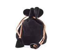 Battle-Merchant Monedero de piel con diseño de gato de ante | Vikingo medieval Larp, Negro , small,