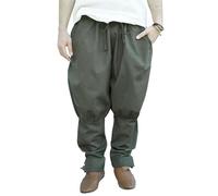 Battle-Merchant - Pantalones Bombachos Medievales Olaf para Hombre - para Larp Vikingo - Verde Oliva - M