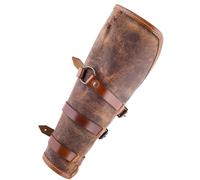 Battle-Merchant Par de protectores Sindri de cuero engrasado marrón | 2 Brazaletes de piel, ideal para recreación, LARP y cosplay de fantasía