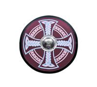 Battle-Merchant | Placa redonda con motivo de cruz celta | cartel vikingo de madera pintado a mano | 61 cm (24 pulgadas) | cartel medieval vikingo para adultos