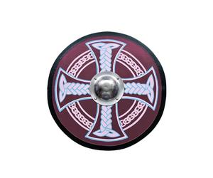 Battle-Merchant | Placa redonda con motivo de cruz celta | cartel vikingo de madera pintado a mano | 61 cm (24 pulgadas) | cartel medieval vikingo para adultos