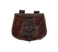 Battle-Merchant Riñonera medieval con diferentes relieves de piel | Riñonera para hombre y mujer en marrón/negro | Vikingo Recreación de cuero para el cinturón, Dragón., talla única, Riñonera medieval