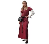 Battle-Merchant - Saya Medieval AVA - Manga Corta - Ropa de Estilo Vikingo para Larp - Algodón - Verde, Granate - Granate - M