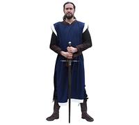 Battle-Merchant - Sobrevesta medieval Eckhart para hombre - Caballero - Azul/natural - S/L
