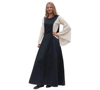 Battle-Merchant - Sobreveste Medieval Andra para Mujer - Largo hasta el Suelo y sin Mangas - para Larp Vikingo y Carnaval - Loneta de algodón - Azul Oscuro - L/XL