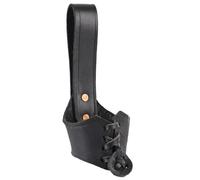 Battle-Merchant Soporte para cuerno para beber (piel, para 0,2 l - 0,3 l, cuerno para beber, cuerno medieval, vikingo LARP), color negro