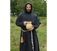 Battle-Merchant Túnica de Monje con Capucha Negro LARP Medieval