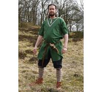 Battle-Merchant Túnica Medieval Ailrik Con Bordado, De Manga Corta, Verde