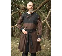 Battle-Merchant Túnica Medieval Bent Con Mangas Extraíbles, Marrón/Negro