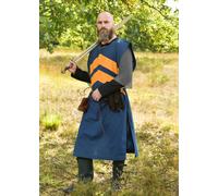 Battle-Merchant Túnica Medieval Con Rayas, Túnica En Azul - Amarillo