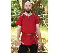 Battle-Merchant Túnica Medieval Simple Sigmund, De Manga Corta, Roja