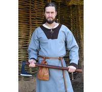 Battle-Merchant Túnica Medieval Vallentin, Azul Grisáceo/Marrón