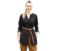 Battle-Merchant - Túnica medieval Ylva para mujer, camisa medieval temprana, traje de criada de tortuga, LARP, vikingo, pirata, disfraz, Negro , M
