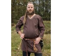 Battle-Merchant Túnica Vikinga De Algodón, Marrón Oscuro