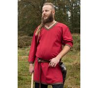 Battle-Merchant Túnica Vikinga De Algodón, Rojo Oscuro
