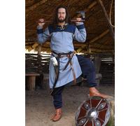 Battle-Merchant Túnica Vikingo Ove con patrón de espiga Azul