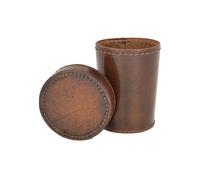 Battle-Merchant Vaso para Dados de Cuero Marrón Con Tapa