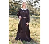 Battle-Merchant Vestido Ana Medieval Marrón de Algodón LARP para Damas