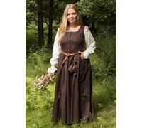Battle-Merchant Vestido Medieval de Tirantes Lene Marrón, Traje de Dama