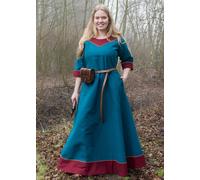 Battle-Merchant Vestido Medieval Gesine De Lona Petróleo Disfraz LARP Vikingo