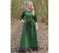 Battle-Merchant Vestido Medieval Gesine De Lona Verde Ropa LARP Wikinger
