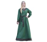 Battle-Merchant - Vestido Medieval Jona de Manga Larga - Ropa de Estilo Vikingo para Larp - Algodón - Verde - M