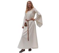 Battle-Merchant - Vestido Medieval Largo Burglinde - con Mangas de Trompeta - Ropa de Estilo Vikingo para Larp - Algodón - Natural - L