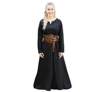 Battle-Merchant - Vestido medieval ligero Milla - Vestido vikingo para mujer - medieval disfraz LARP, fantasía, Negro , M