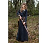 Battle-Merchant Vestido Medieval Sencillo Afra de Lienzo Fuerte Azul Marino