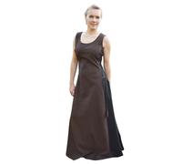 Battle-Merchant - Vestido medieval sin mangas Jarle - Vestido vikingo para mujer - Disfraz medieval LARP, fantasía, marrón/negro, XXL