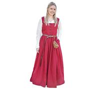 Battle-Merchant Vestido medieval sin mangas para mujer, vestido de tirantes, vestido de granjero, corpiño | algodón | marrón/rojo/verde | S/M/L/XL/XXL, rojo, XL