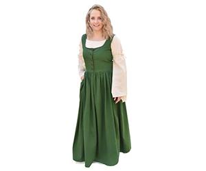 Battle-Merchant Vestido sin mangas Lene con bolsillos, mujer | Overkleid Trägerkleid Bauernkleid Mieder, Baumwolle Mittelalter Gewandung, Recreation, LARP & Fantasy Cosplay