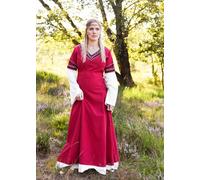 Battle-Merchant Vestido Vikingo Medieval Alvina, Rojo/Natural LARP Mujer