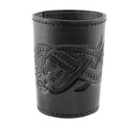Ulfberth - Taza de Dados Vikingos con diseño de dragón, Piel auténtica, Taza de Cuero Medieval, Larp, recreación (Estilo jelling Negro)