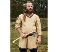 Battle-Merchant Vikingo Túnica de Algodón, Beige