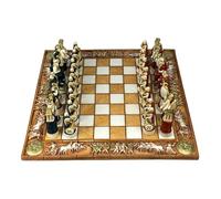 Battle of Troy - Juego de ajedrez de dioses griegos romanos, tablero de alabastro hecho a mano con 32 piezas, juego de ajedrez mitológico grande de 17.7 pulgadas, fabricado en Grecia